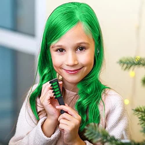 MSDADA Green Hair Chalk Comb Set (6 Pcs) | Temporary Washable Hair Color for Kids thumbnail 6