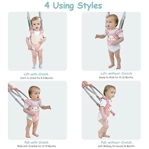 Ocanoiy Pink Baby Walking Harness Handheld Assistant Belt | Helps Toddlers Stand, Walk & Balance Safely thumbnail 4