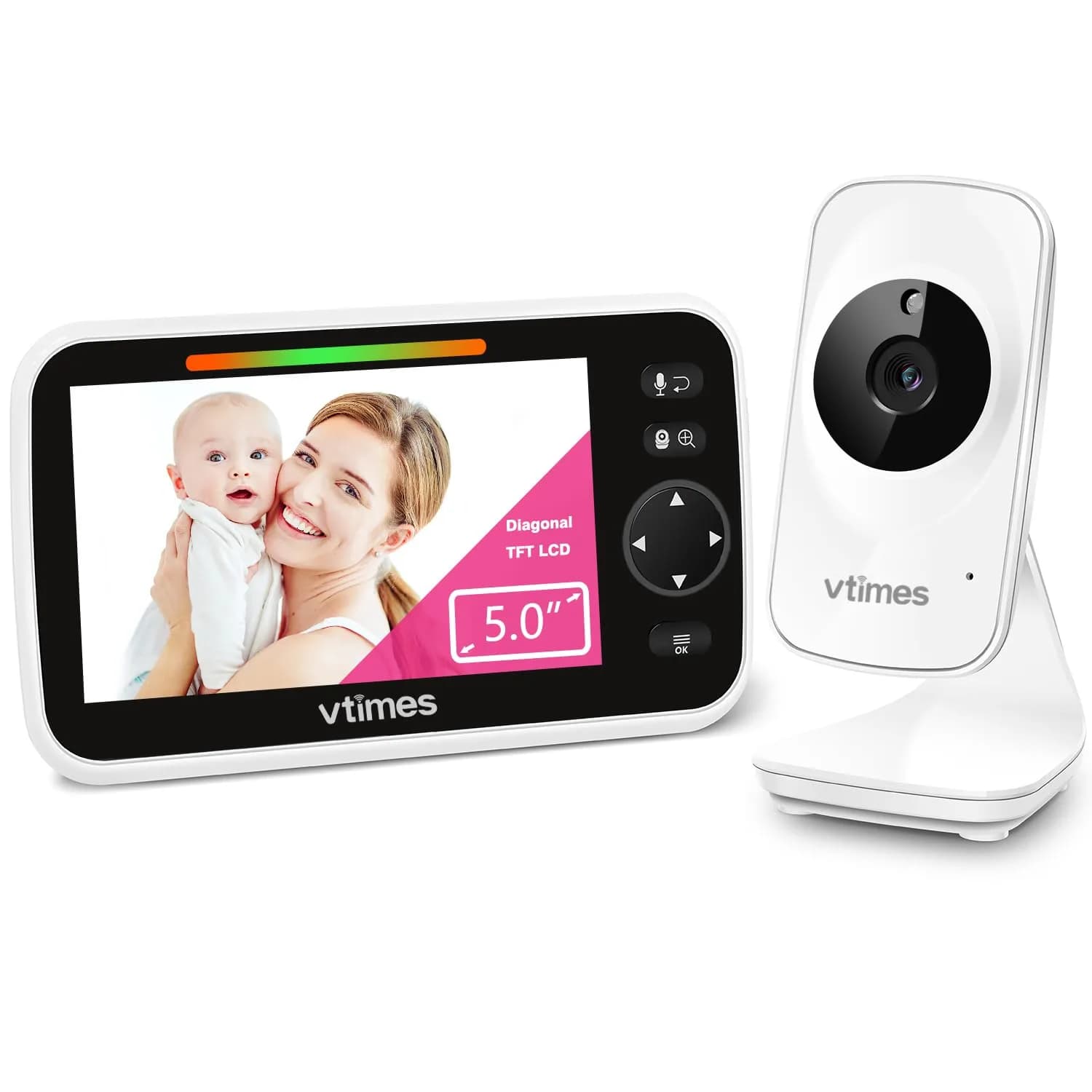 VTimes Baby Monitor with Camera and Audio, No WiFi, 2.4" LCD Screen, 1000ft Range | Secure FHSS Connection for Indian Homes — 5