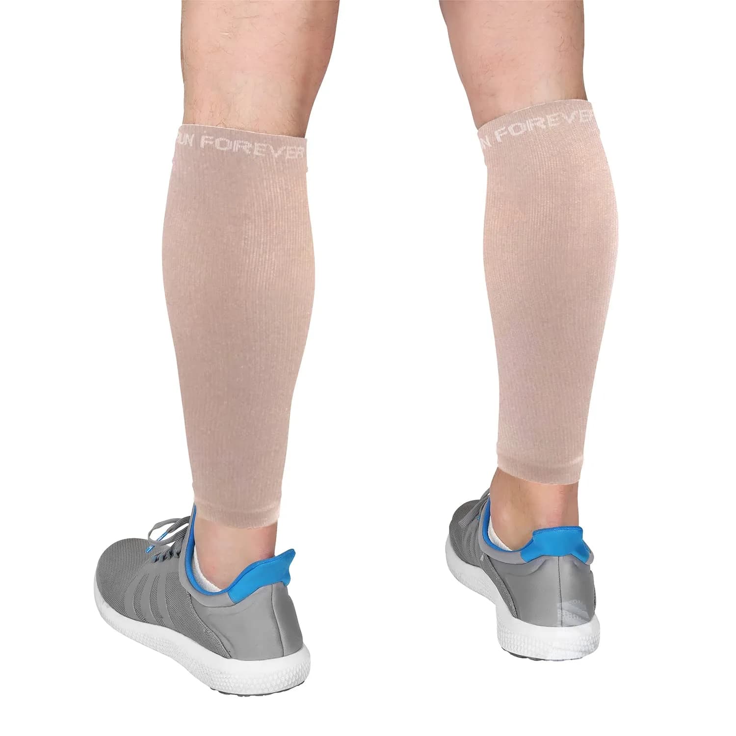 Run Forever Calf Compression Sleeve for Men & Women, 20-30mmHg Compression, Small, Nude | Leg Sleeve