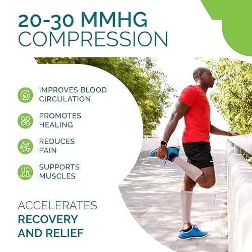 Run Forever Calf Compression Sleeve for Men & Women, 20-30mmHg Compression, Small, Nude | Leg Sleeve thumbnail 4
