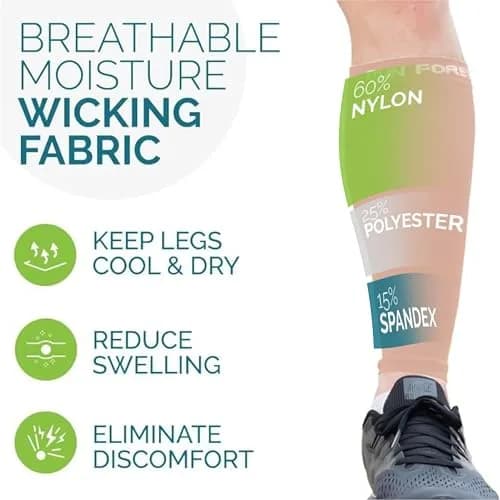 Run Forever Calf Compression Sleeve for Men & Women, 20-30mmHg Compression, Small, Nude | Leg Sleeve thumbnail 5