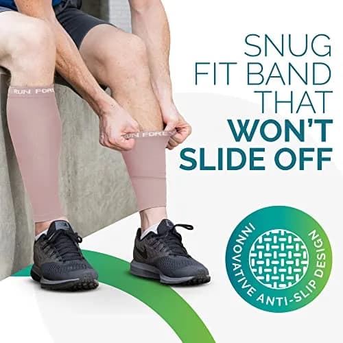 Run Forever Calf Compression Sleeve for Men & Women, 20-30mmHg Compression, Small, Nude | Leg Sleeve thumbnail 9