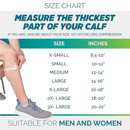 Run Forever Calf Compression Sleeve for Men & Women, 20-30mmHg Compression, Small, Nude | Leg Sleeve thumbnail 2