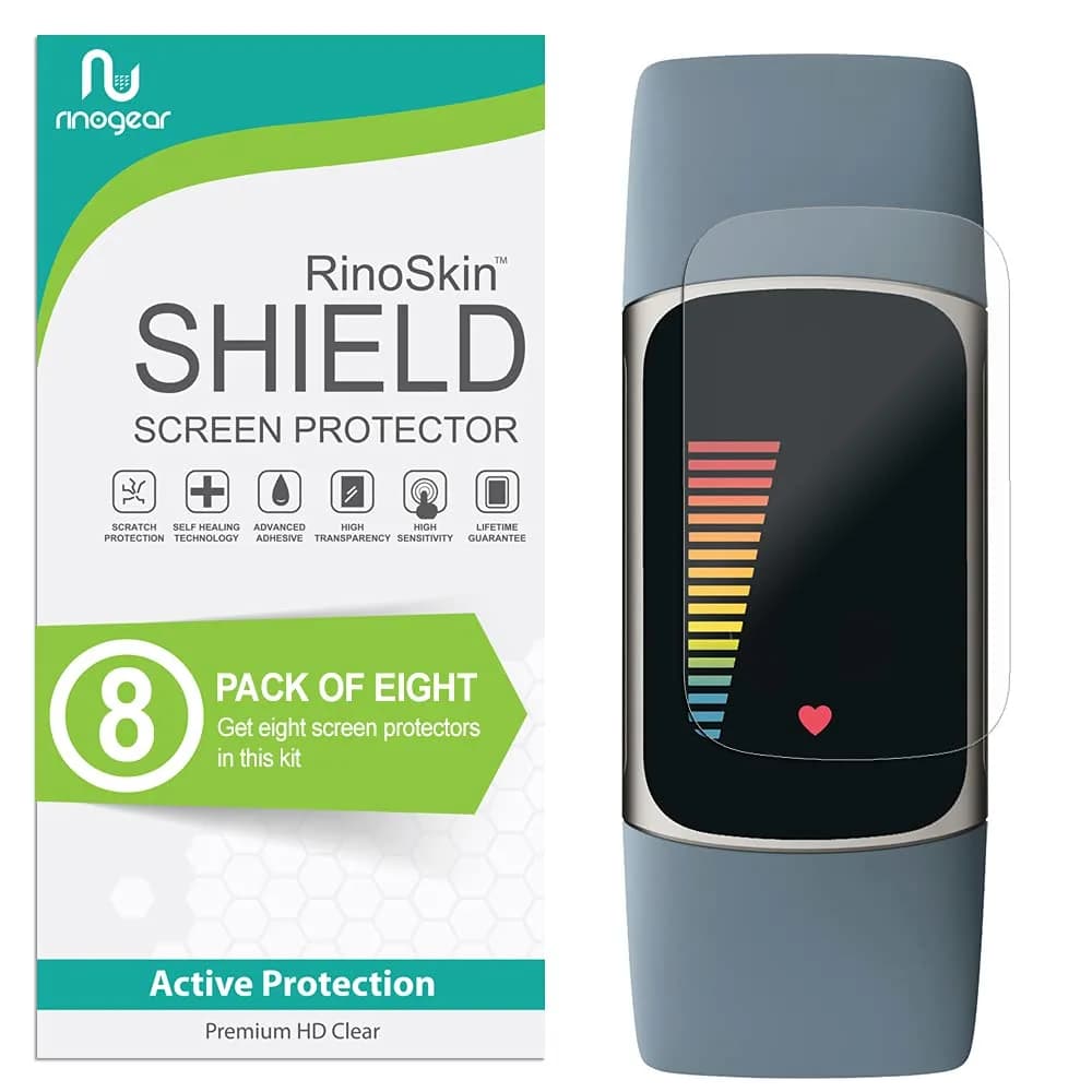 RinoGear Screen Protector for Fitbit Charge 6 & 5 | Flexible Clear Film, Case Friendly, 8 Pack - main product image