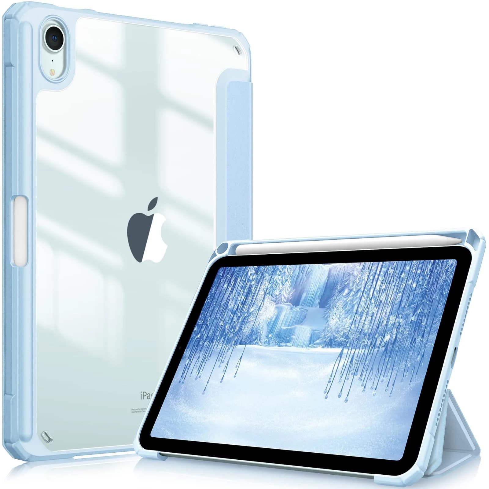 Fintie Clear Case for iPad mini 7th Gen (A17 Pro) / mini 6 8.3" | Slim Fit Shockproof TPU Bumper with Built-in Pencil Holder & Stand - main product image