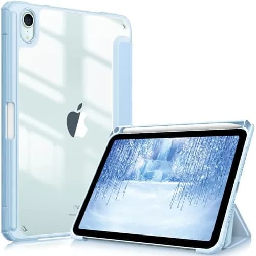 Fintie Clear Case for iPad mini 7th Gen (A17 Pro) / mini 6 8.3" | Slim Fit Shockproof TPU Bumper with Built-in Pencil Holder & Stand thumbnail 1