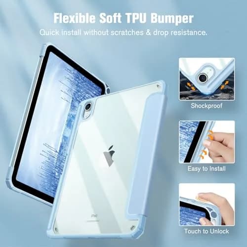 Fintie Clear Case for iPad mini 7th Gen (A17 Pro) / mini 6 8.3" | Slim Fit Shockproof TPU Bumper with Built-in Pencil Holder & Stand thumbnail 4