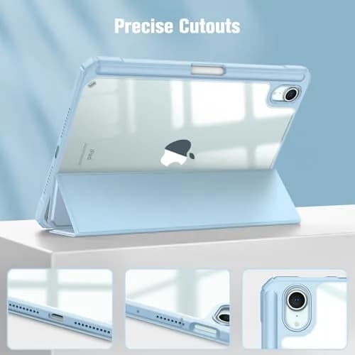 Fintie Clear Case for iPad mini 7th Gen (A17 Pro) / mini 6 8.3" | Slim Fit Shockproof TPU Bumper with Built-in Pencil Holder & Stand thumbnail 9