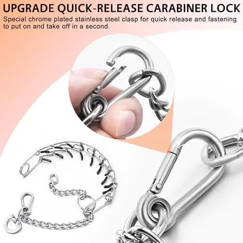 DEYACE Stainless Steel Dog Pinch Collar with Quick Release Buckle & Rubber Tips for Large Dogs, 12"-17" Neck Girth thumbnail 4