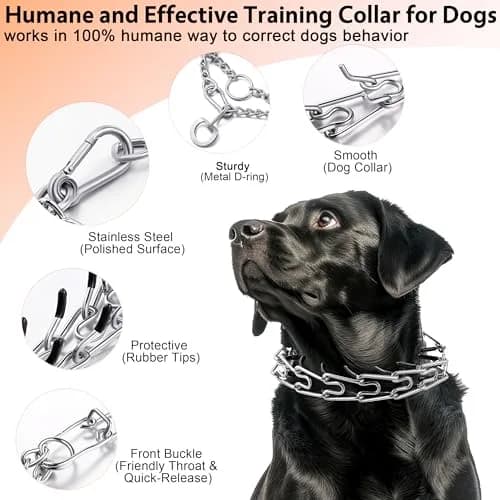 DEYACE Stainless Steel Dog Pinch Collar with Quick Release Buckle & Rubber Tips for Large Dogs, 12"-17" Neck Girth thumbnail 2
