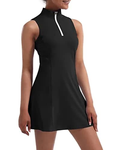 CUGOAO Women's Tennis Dress with Inner Shorts & Pockets | Black, XL (100cm Chest, 85cm Waist) thumbnail 5