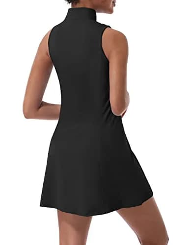 CUGOAO Women's Tennis Dress with Inner Shorts & Pockets | Black, XL (100cm Chest, 85cm Waist) thumbnail 2