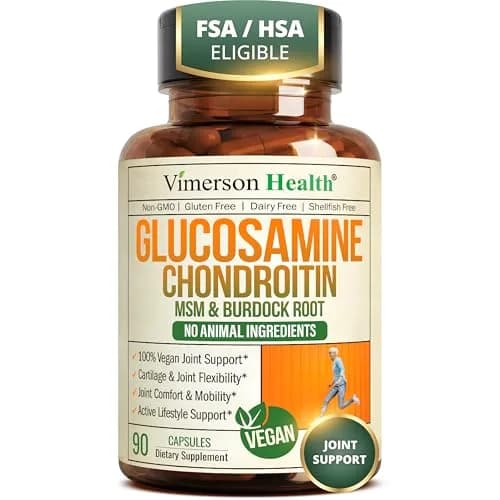 Vimerson Health Vegan Glucosamine Chondroitin MSM Joint Supplement 90 Capsules | Supports Cartilage & Mobility thumbnail 1
