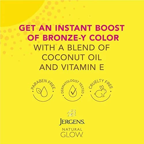 Jergens Natural Glow Instant Tanning Moisturizer Light Bronze 177ml (6 fl oz) | Streak-Free Sunless Tan thumbnail 3