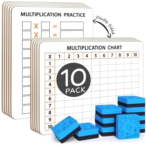 Scribbledo Multiplication Chart Dry Erase Boards 9x12 Inch, 10 Pack | Double-Sided Masonite Math Lapboards for Grades 3-5 thumbnail 1