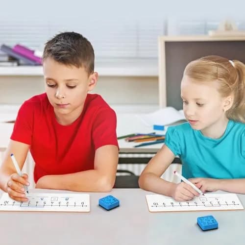 Scribbledo Dry Erase Number Line Board 12x4 Double Sided 10 Set with Erasers | Math Practice for Grades 1-5 thumbnail 7