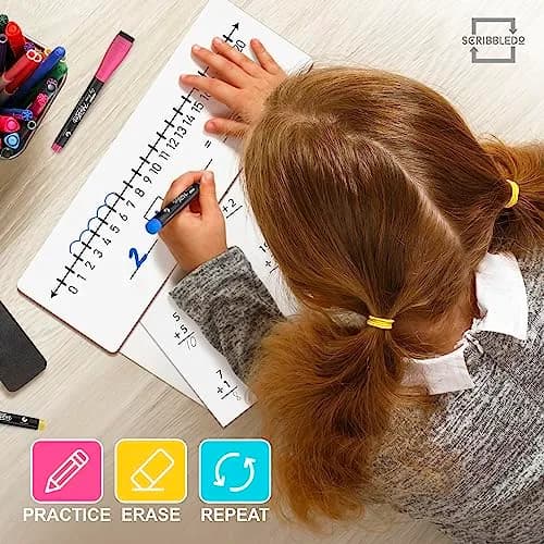 Scribbledo Dry Erase Number Line Board 12x4 Double Sided 10 Set with Erasers | Math Practice for Grades 1-5 thumbnail 10