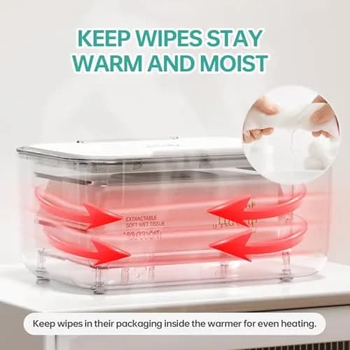 Chefhandy Baby Wipe Warmer with Surround Heating, Large Capacity, White | 200ml (7.9 x 4.8 x 3.5 Inch) thumbnail 6