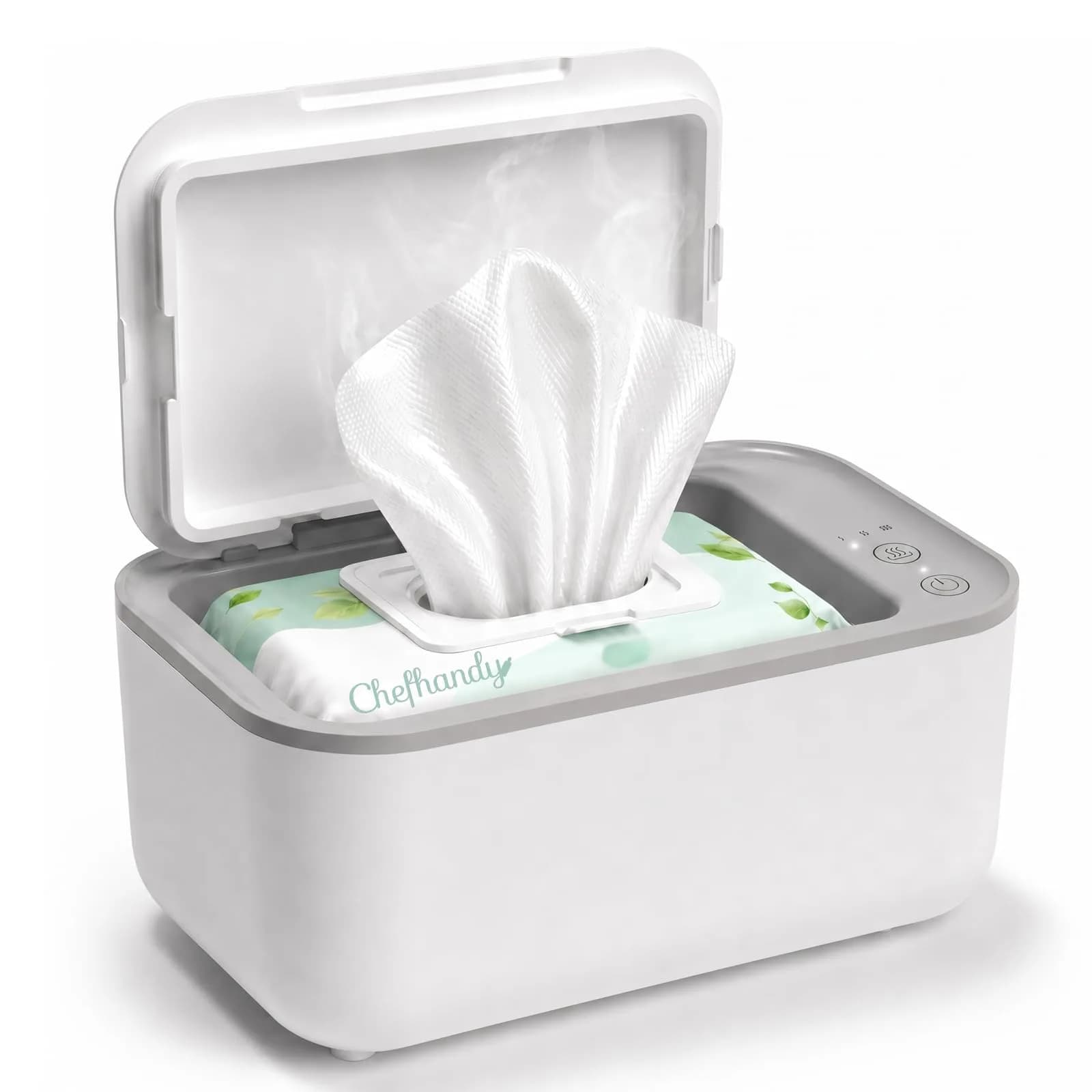 Chefhandy Baby Wipe Warmer with Surround Heating, Large Capacity, White | 200ml (7.9 x 4.8 x 3.5 Inch) - main product image
