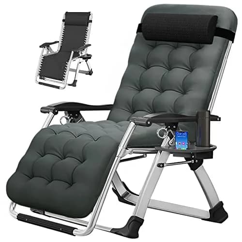 MOPHOTO Zero Gravity Chair, Outdoor Padded Lounge Chair with Side Table, Supports up to 440lbs thumbnail 1