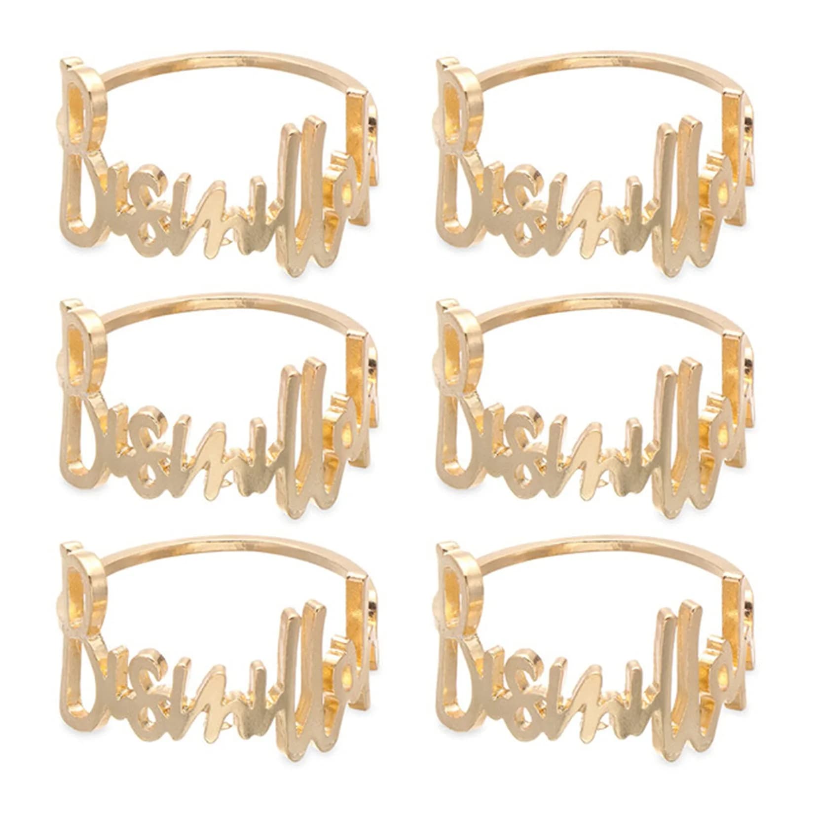 YODOOLTLY Gold 6 pcs Napkin Ring Set | Elegant Letter Metal Table Decor for Weddings & Ramadan - main product image