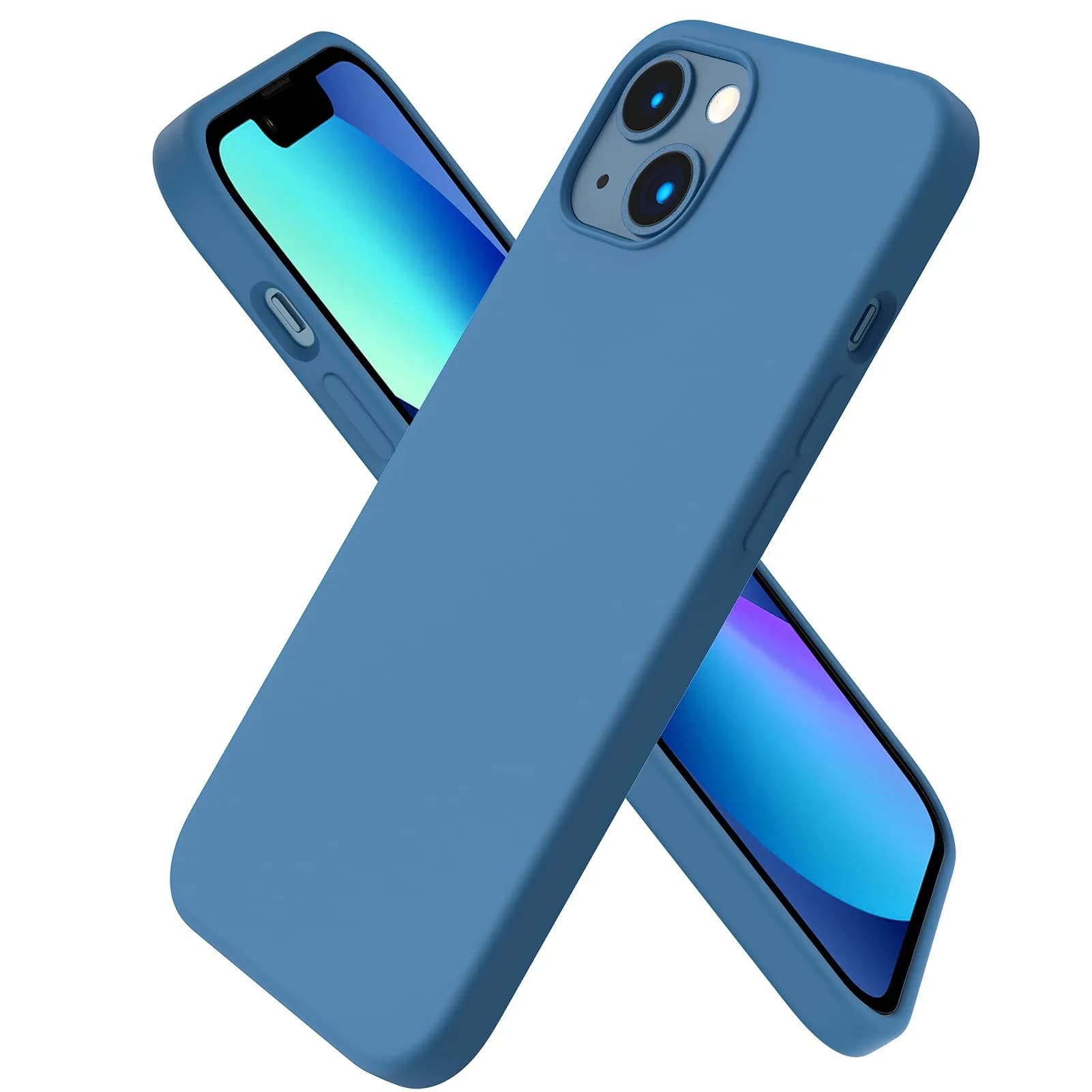ORNARTO Liquid Silicone Case for iPhone 13 (6.1 inches) | Chalk Pink, SGS/GRS Certified — Blue