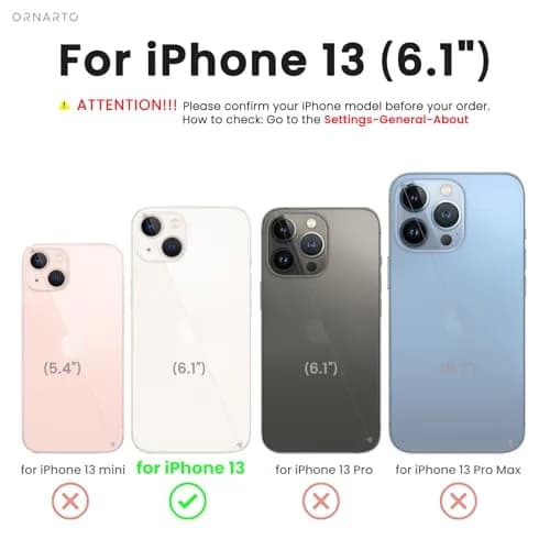 ORNARTO Slim Liquid Silicone Case for iPhone 13 (6.1-inch) | 3-Layer Full Coverage Soft Gel Protective Cover thumbnail 2