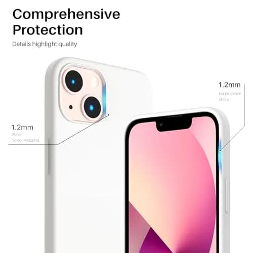 ORNARTO Liquid Silicone Case for iPhone 13 (6.1-inch), White | Shockproof, Slim Fit, Wireless Charging Compatible thumbnail 4