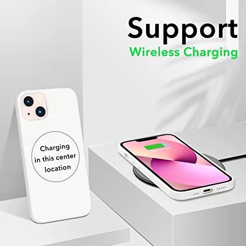 ORNARTO Liquid Silicone Case for iPhone 13 (6.1-inch), White | Shockproof, Slim Fit, Wireless Charging Compatible thumbnail 5