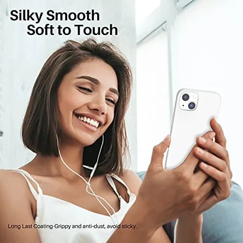 ORNARTO Liquid Silicone Case for iPhone 13 (6.1-inch), White | Shockproof, Slim Fit, Wireless Charging Compatible thumbnail 6
