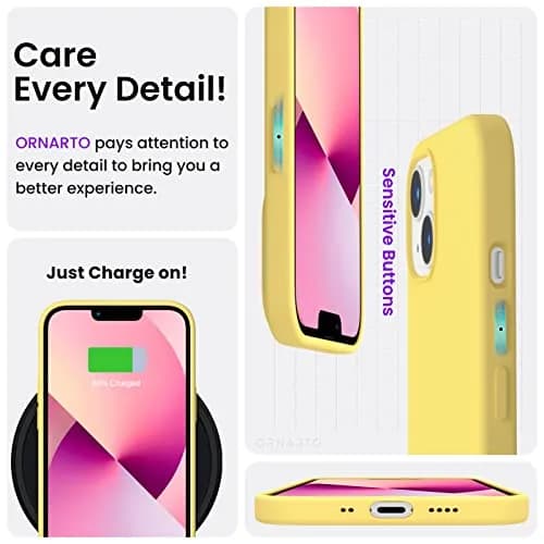 ORNARTO Liquid Silicone Case for iPhone 13 Mini (5.4 inches) | Shock-Absorbent, Smooth Touch, Microfiber Lining thumbnail 5