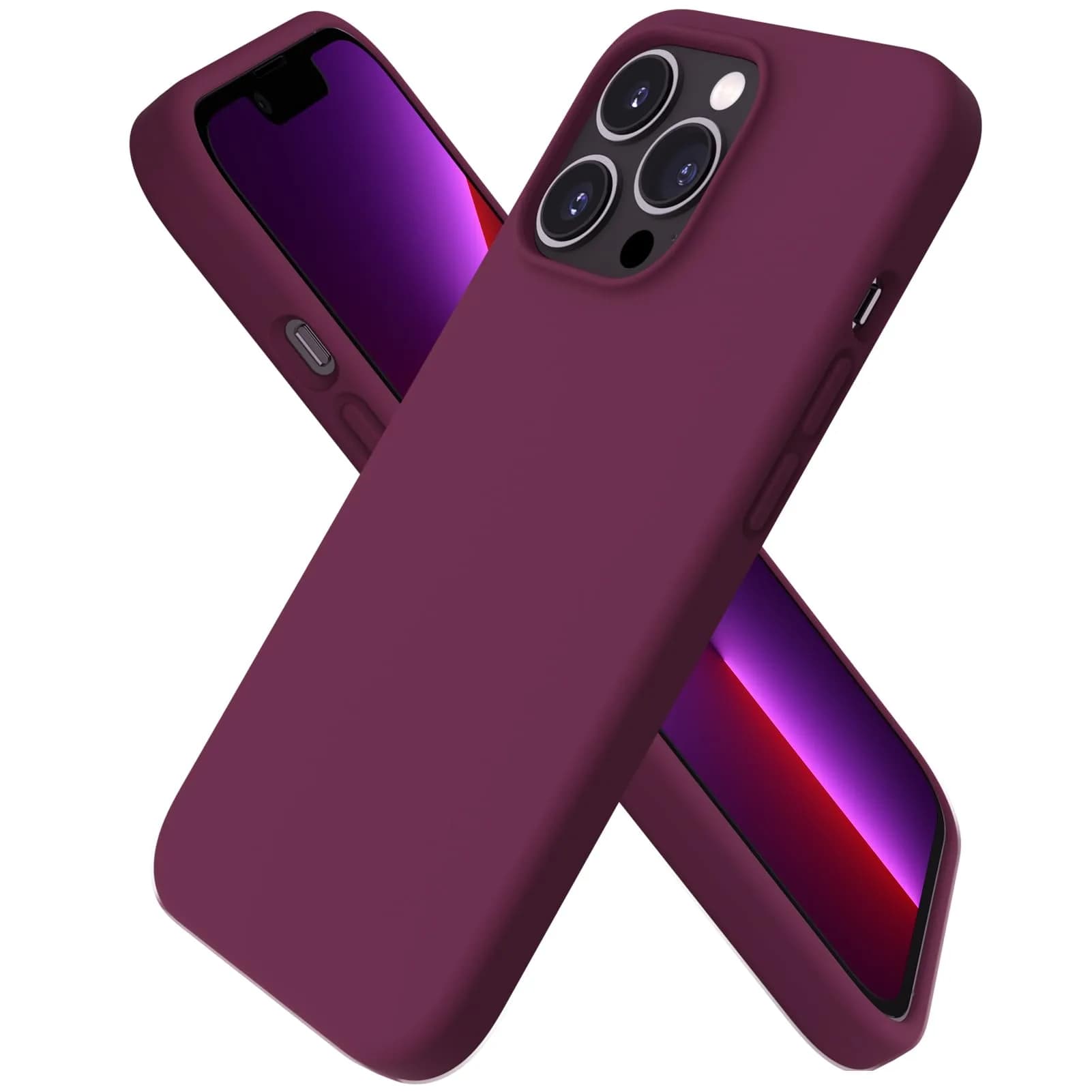 ORNARTO Liquid Silicone Case for iPhone 13 Pro 6.1-inch | Slim Fit with Microfiber Lining — Wine Red