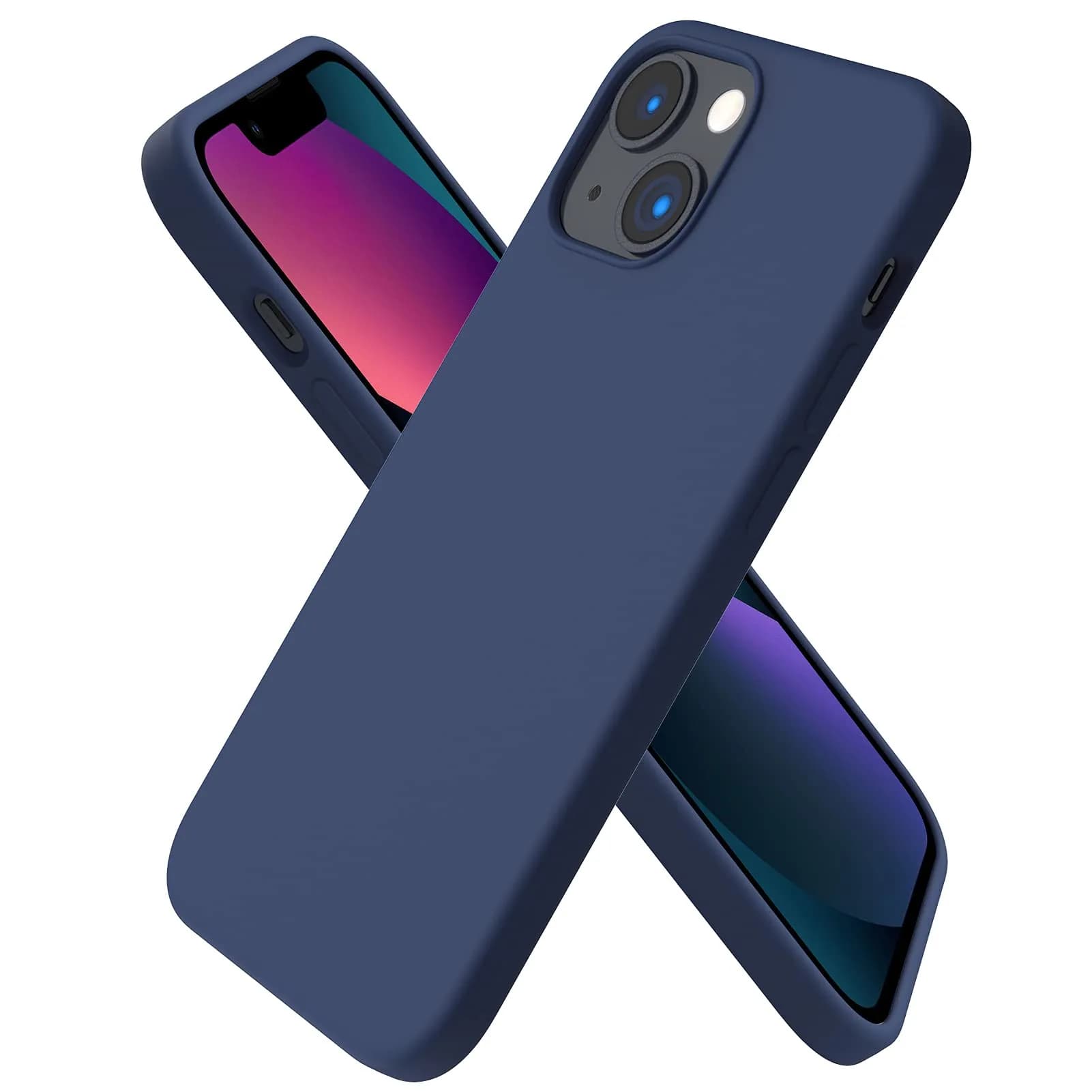 ORNARTO Compatible with iPhone 13 Mini Case, Slim Liquid Silicone 5.4 inch | Full Coverage, Microfiber Cushion, 3 Layers, Blue — Navy Blue