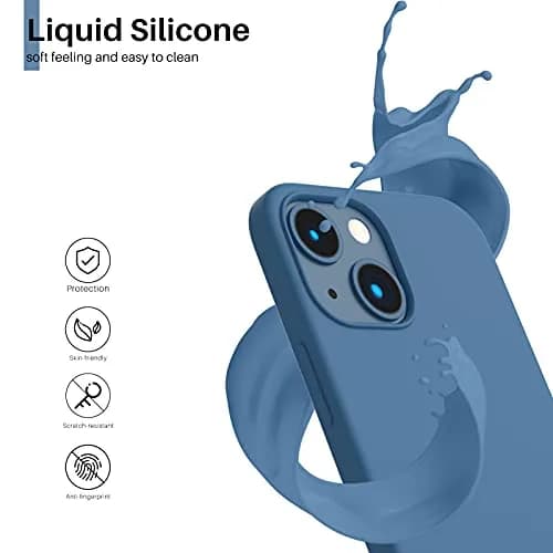 ORNARTO Compatible with iPhone 13 Mini Case, Slim Liquid Silicone 5.4 inch | Full Coverage, Microfiber Cushion, 3 Layers, Blue thumbnail 3
