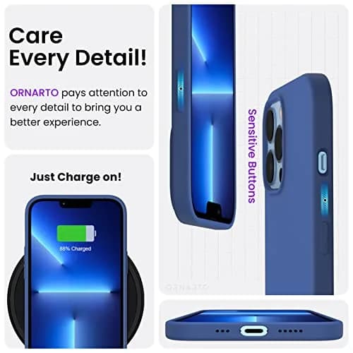 ORNARTO iPhone 13 Pro Case, Slim Liquid Silicone, Royal Blue | Shock-Absorbent & Easy to Clean thumbnail 5