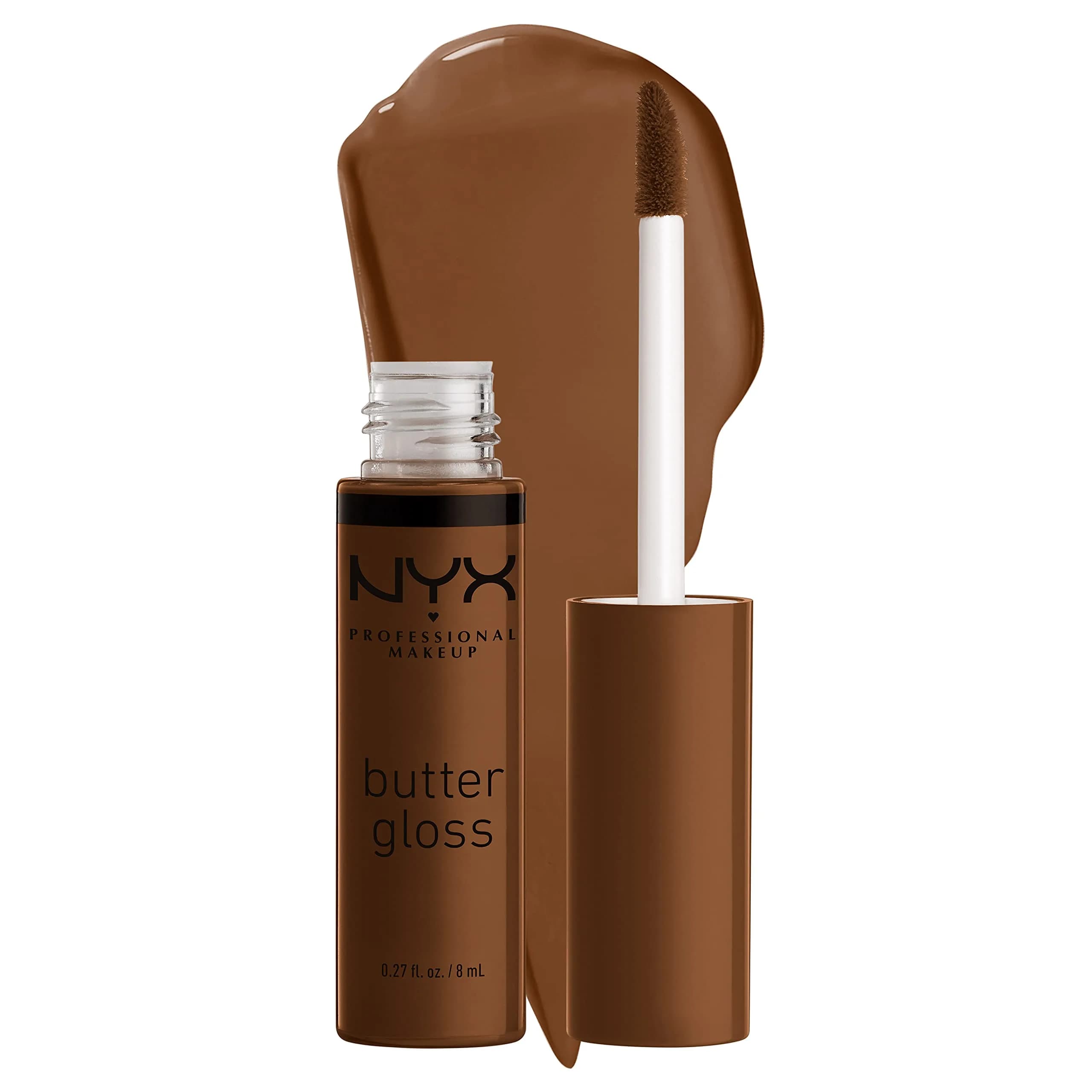 NYX PROFESSIONAL MAKEUP Butter Gloss in Brown Sugar - Caramelt Medium Brown, Vegan & Non-Sticky Shine (7.65 ml / 0.27 Fl Oz)