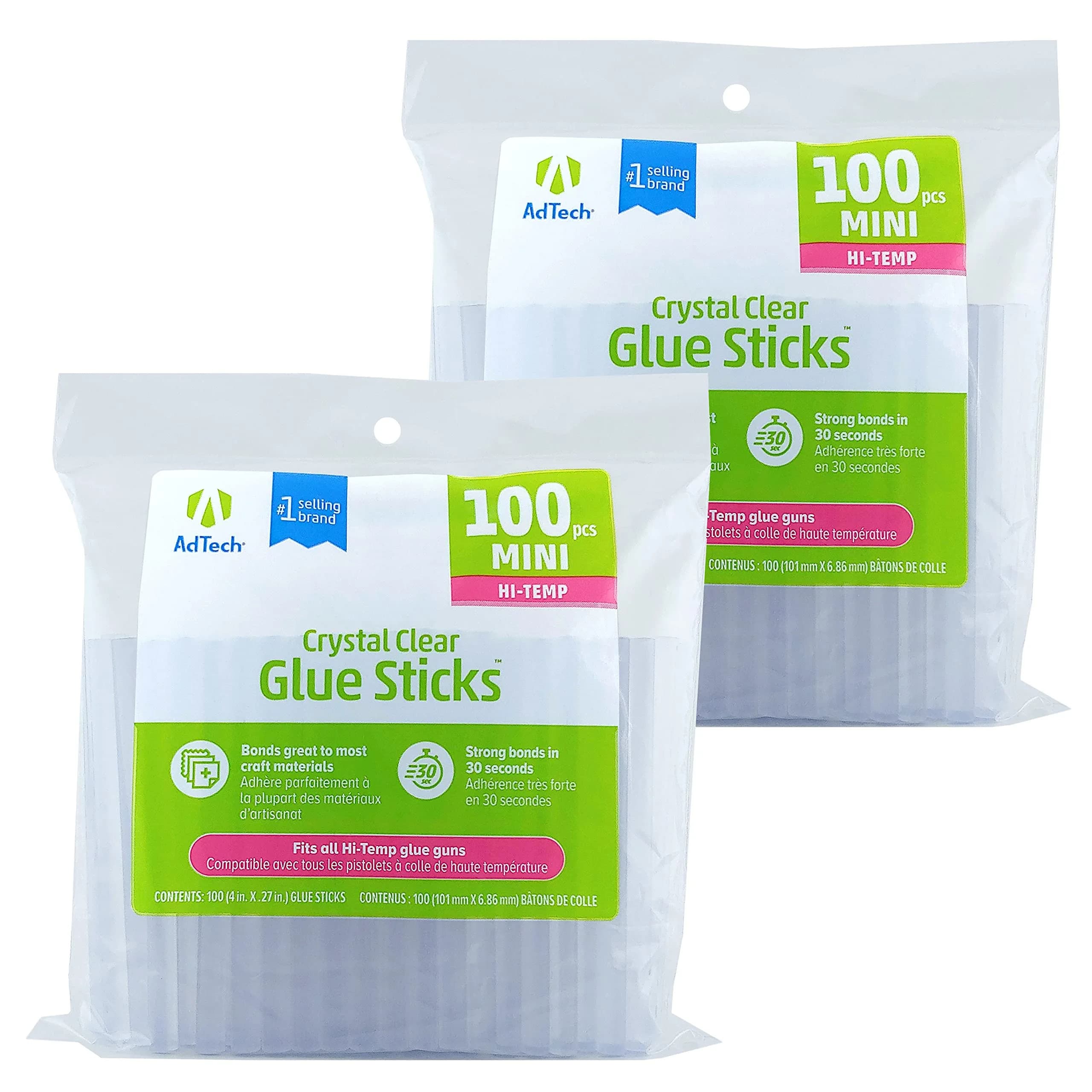 AdTech High Temp Mini Hot Glue Sticks 4-Inch 200-Count (2-Pack) | Strong Bond for Crafting, DIY & Repairs
