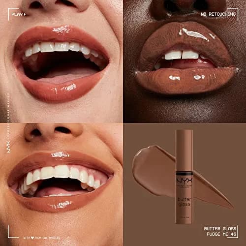 NYX PROFESSIONAL MAKEUP Butter Gloss "Brown Sugar" Non-Sticky Lip Gloss, Shade: Fudge Me (Warm Brown) thumbnail 3
