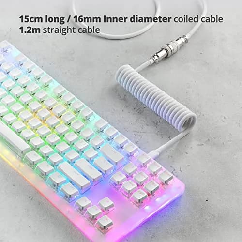 GUNMJO Pro Custom Coiled USB-C Cable 1.5m (5ft) | Double-Sleeved Mechanical Keyboard Cable with Metal Aviator thumbnail 4
