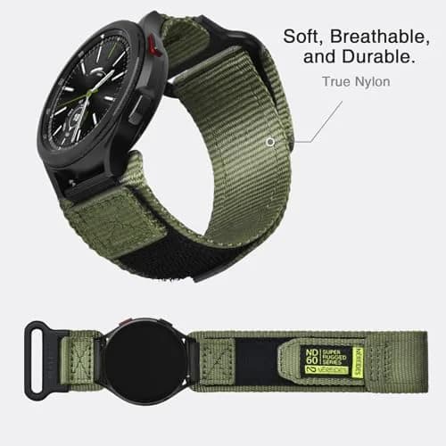 Nereides Nylon Watch Band Compatible with Samsung Galaxy Watch 7/6/5/4 40mm 44mm, 20mm Sport Strap (Army Green, L) thumbnail 4