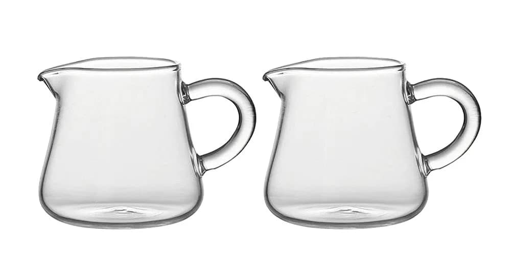 Mozacona Mini Glass Creamer Pitcher 70ml (2.37 Fl Oz) | Set of 4 Classic Style Jugs — 2pcs