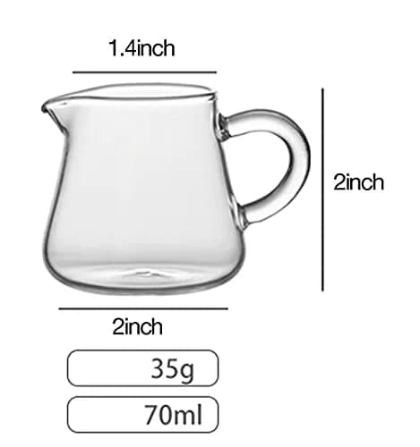 Mozacona Mini Glass Creamer Pitcher 70ml (2.37 Fl Oz) | Set of 4 Classic Style Jugs thumbnail 2