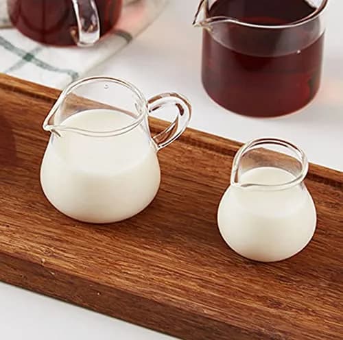 Mozacona Mini Glass Creamer Pitcher 70ml (2.37 Fl Oz) | Set of 4 Classic Style Jugs thumbnail 3