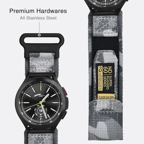 Nereides 20mm Nylon Watch Band for Samsung Galaxy Watch 7/6/5/4 40mm 44mm, Classic 42mm 46mm, 5 Pro 45mm, Active 2 40mm 44mm | Breathable Camouflage Sports Strap thumbnail 5