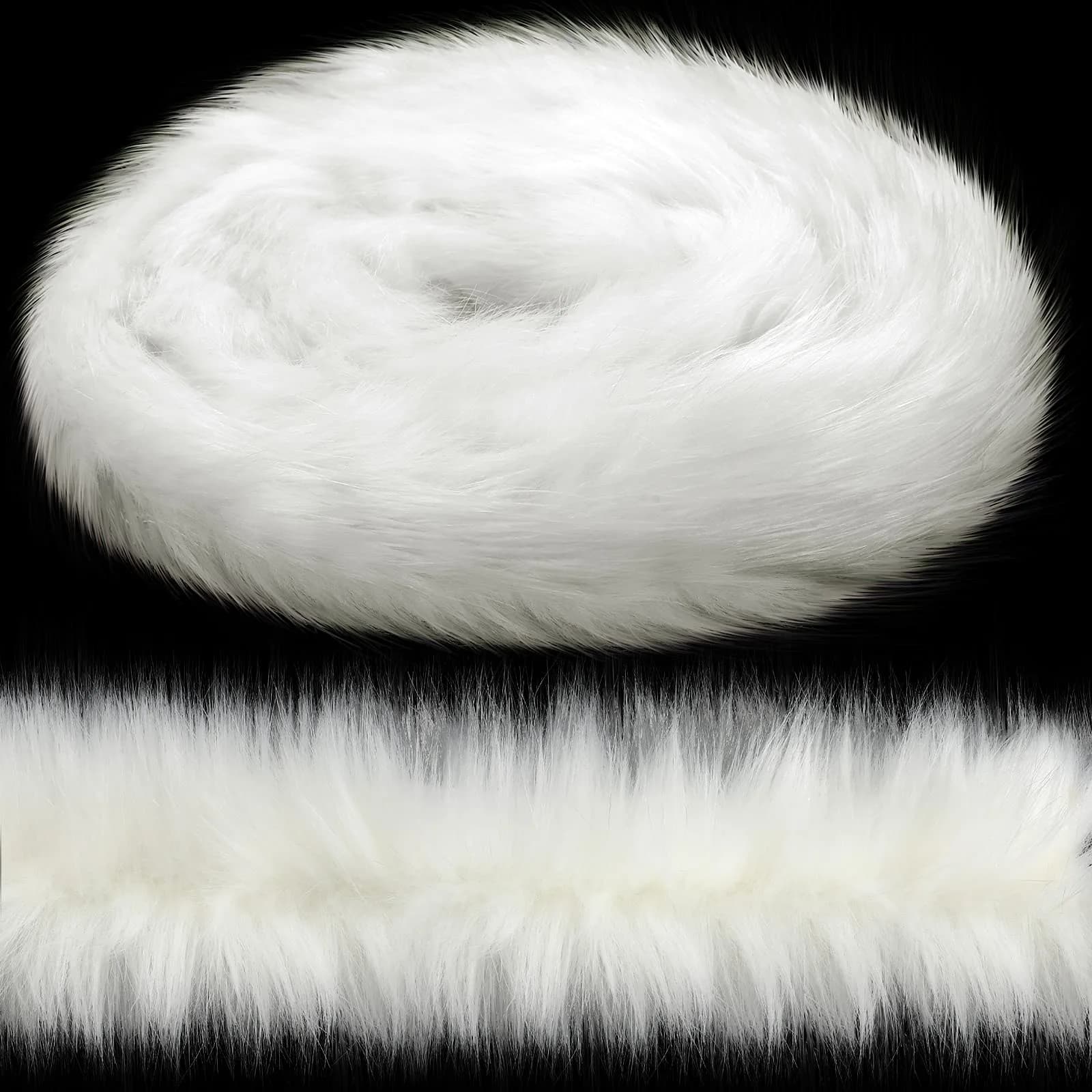 WILLBOND White Faux Fur Trim Ribbon 3.9in x 11.5ft | Fluffy Christmas Craft Decor