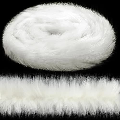 WILLBOND White Faux Fur Trim Ribbon 3.9in x 11.5ft | Fluffy Christmas Craft Decor thumbnail 1