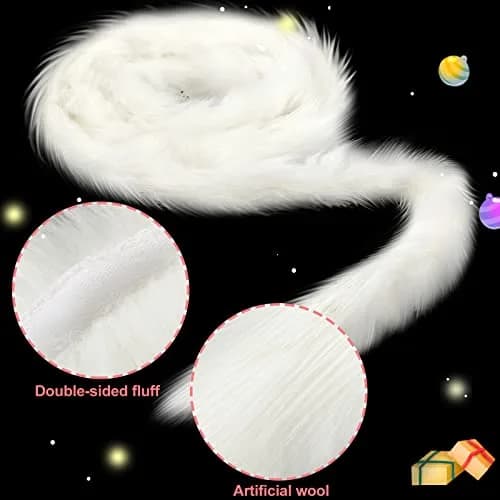 WILLBOND White Faux Fur Trim Ribbon 3.9in x 11.5ft | Fluffy Christmas Craft Decor thumbnail 3