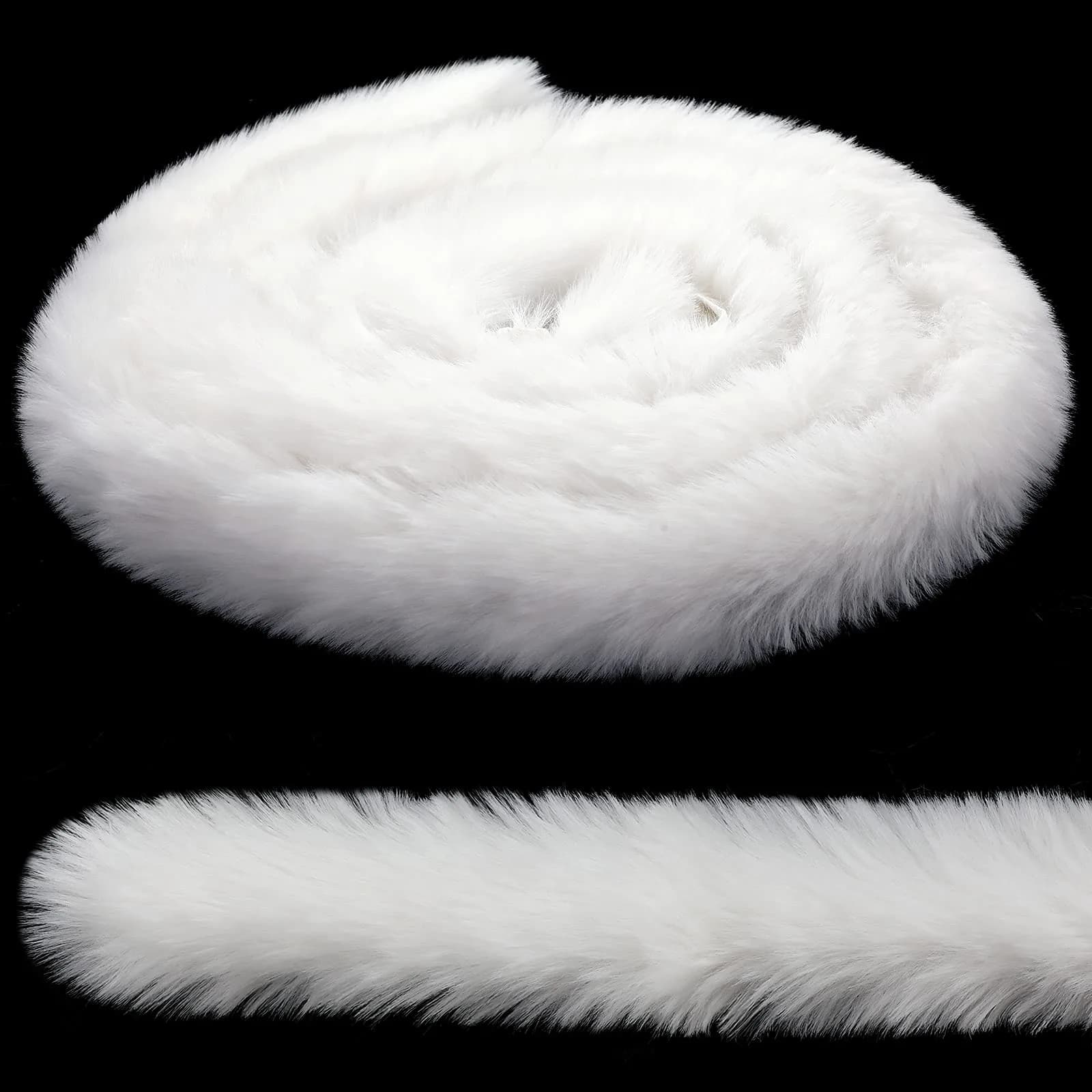 WILLBOND White Faux Fur Trim Ribbon 3.9in x 11.5ft | Fluffy Christmas Craft Decor — 1.97 Inch x 29.5 Feet