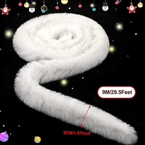 WILLBOND White Faux Fur Trim Ribbon 1.97in x 29.5ft | Fluffy Christmas Craft Decor thumbnail 2